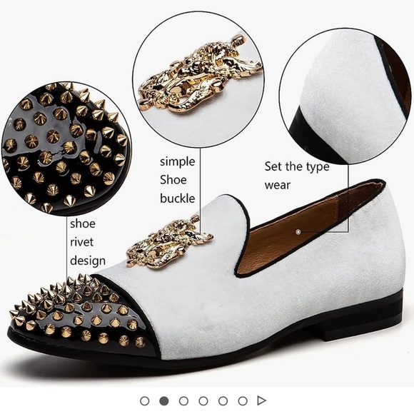 Meijiana Velvet Loafers Dress Shoes with Metal Embellishments Luxury Loafer 12 - Picture 14 of 16